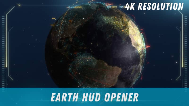HUD数字科幻3D地球网络信息信号数据AE模板素材