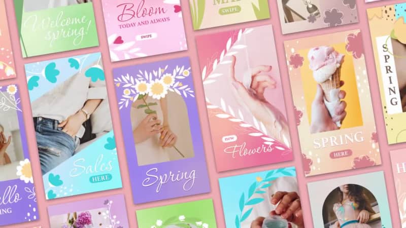 AE模板|春季/花店促销手机视频模板 Spring Instagram Stories