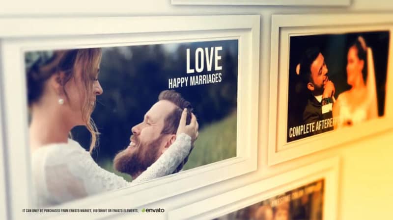 AE婚礼模板|复古风格浪漫爱情故事结婚照片相册模板-AE模板网