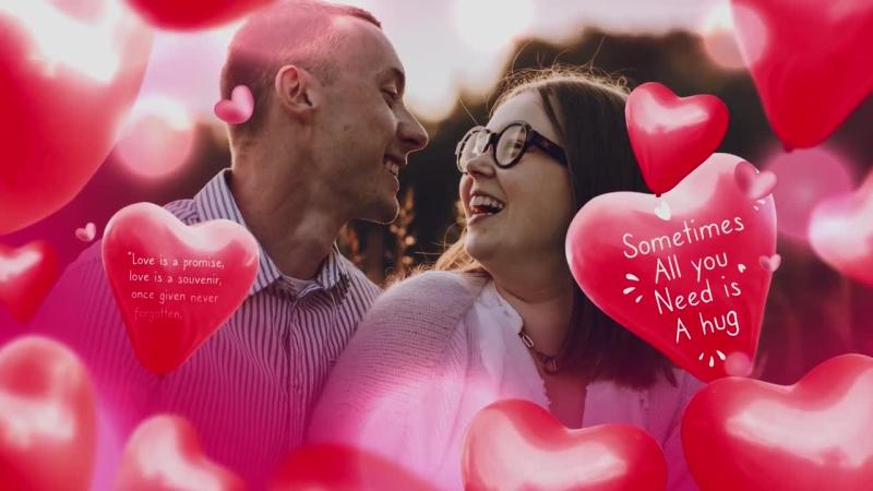 浪漫红色爱心气球照片展示视频素材AE情人节模板-AE模板网