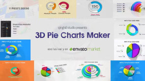 3D饼图生成数据统计图形动画AE模板素材